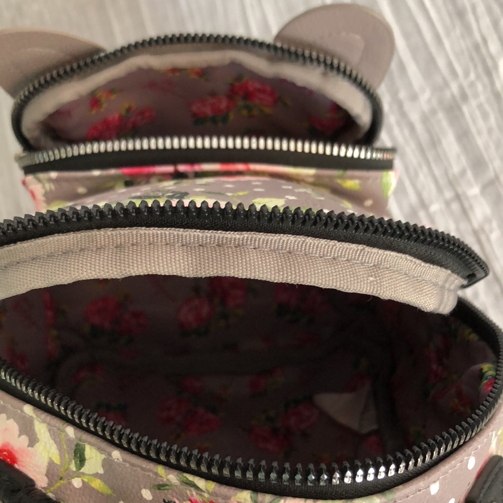 BETSEY JOHNSON  French Bull dog roses pattern mini backpack w/shoulder straps - Picture 10 of 15
